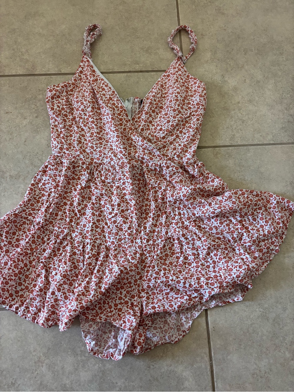 Trixxi White and Red Floral Wrap Romper